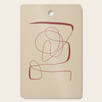 Janu Sirsasana - Minimalist Abstract Line Drawing in Maroon and Linen Cutting Board Gallery Image 1