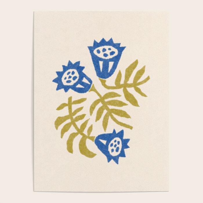 Simple Blue Flowers Poster Gallery Image 1