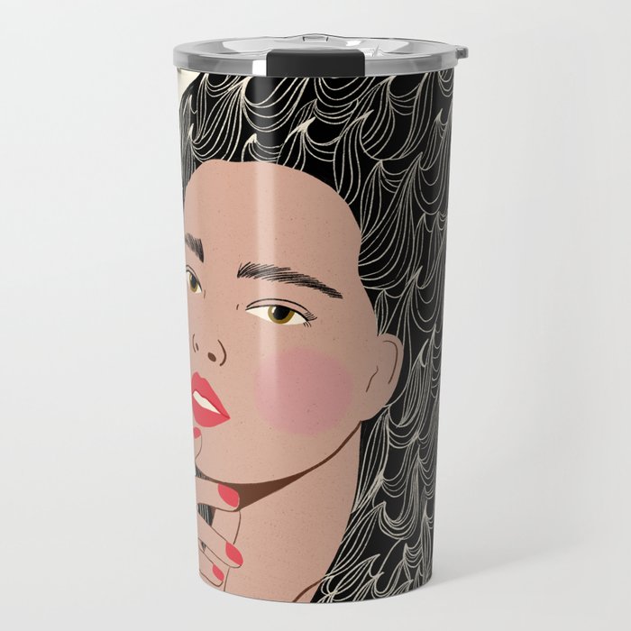 Black and White Woman Portrait  Travel Mug Gallery Image 1