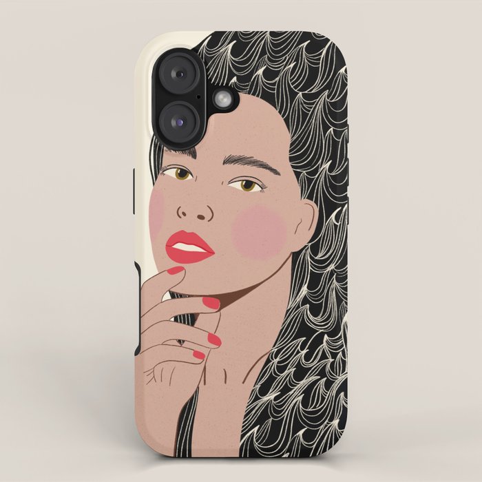 Black and White Woman Portrait  iPhone Case Gallery Image 1