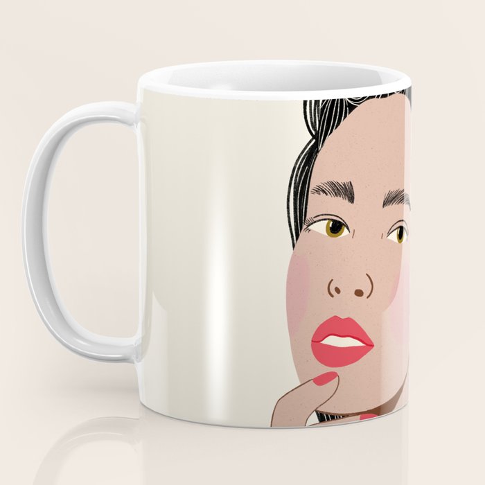 Black and White Woman Portrait  Coffee Mug Gallery Image 3
