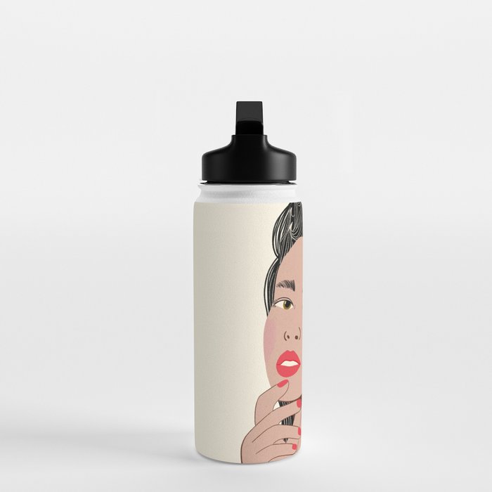 Black and White Woman Portrait  Water Bottle Gallery Image 3