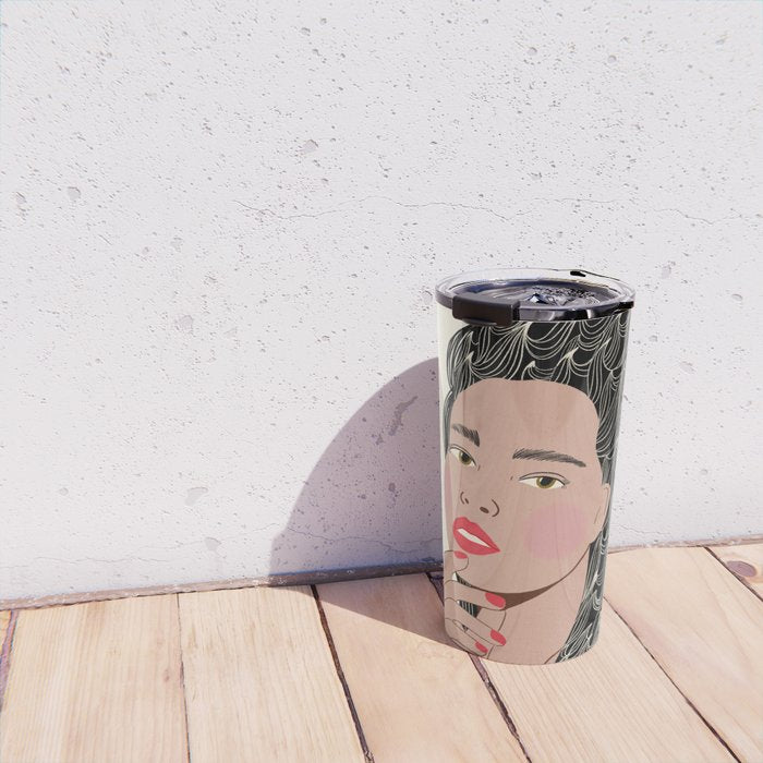 Black and White Woman Portrait  Travel Mug Gallery Image 4