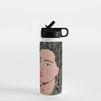 Black and White Woman Portrait  Water Bottle Gallery Image 1