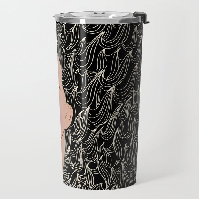 Black and White Woman Portrait  Travel Mug Gallery Image 2