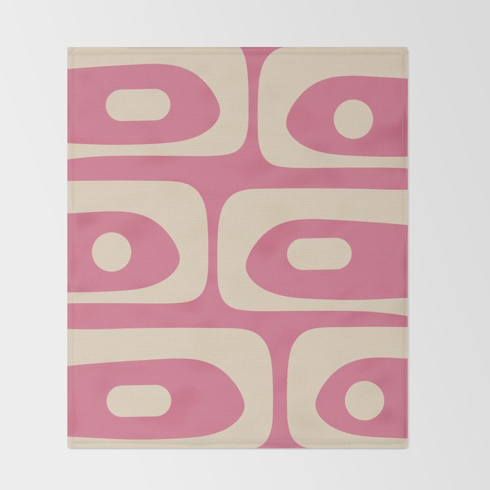 Mid Century Modern Piquet Abstract Pattern in Thulian Pink and Cream Throw Blanket Gallery Image 2