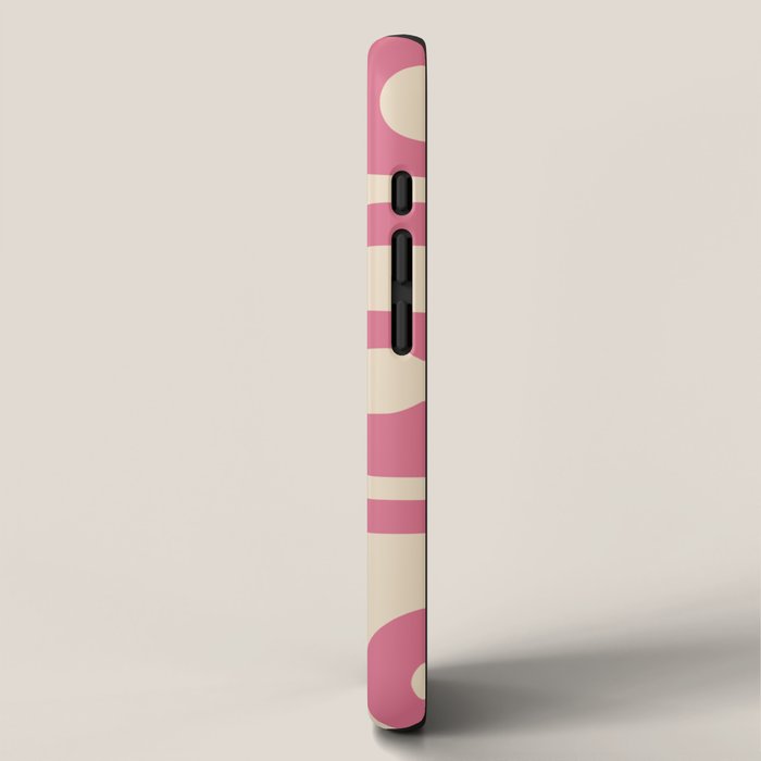 Mid Century Modern Piquet Abstract Pattern in Thulian Pink and Cream iPhone Case Gallery Image 2