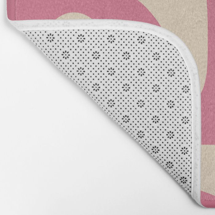 Mid Century Modern Piquet Abstract Pattern in Thulian Pink and Cream Bath Mat Gallery Image 2