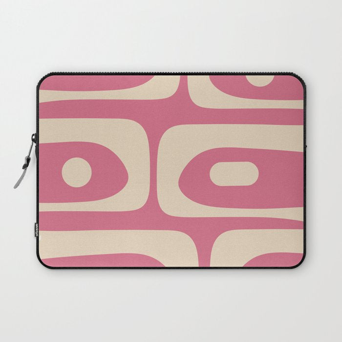Mid Century Modern Piquet Abstract Pattern in Thulian Pink and Cream Laptop Sleeve Gallery Image 1