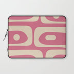 Mid Century Modern Piquet Abstract Pattern in Thulian Pink and Cream Laptop Sleeve Gallery Image 1