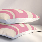 Mid Century Modern Piquet Abstract Pattern in Thulian Pink and Cream Pillow Sham Gallery Image 3
