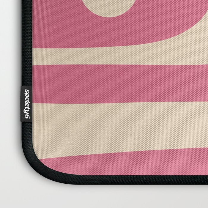 Mid Century Modern Piquet Abstract Pattern in Thulian Pink and Cream Laptop Sleeve Gallery Image 3