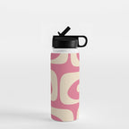 Mid Century Modern Piquet Abstract Pattern in Thulian Pink and Cream Water Bottle Gallery Image 1