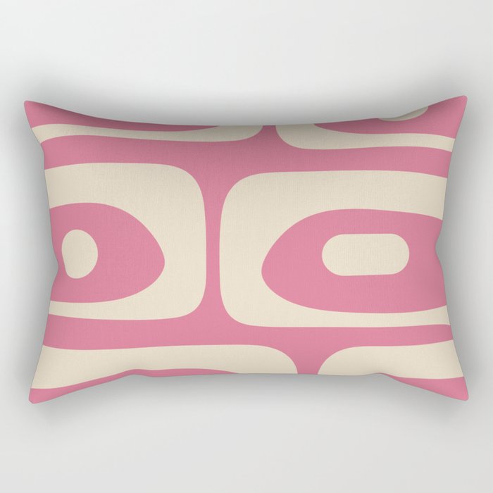 Mid Century Modern Piquet Abstract Pattern in Thulian Pink and Cream Rectangular Pillow Gallery Image 1