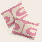 Mid Century Modern Piquet Abstract Pattern in Thulian Pink and Cream Pillow Sham Gallery Image 3