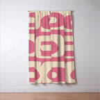 Mid Century Modern Piquet Abstract Pattern in Thulian Pink and Cream Window Curtain Gallery Image 3