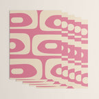Mid Century Modern Piquet Abstract Pattern in Thulian Pink and Cream Wrapping Paper Gallery Image 3