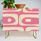 Mid Century Modern Piquet Abstract Pattern in Thulian Pink and Cream Credenza Gallery Image 1