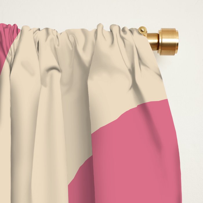 Mid Century Modern Piquet Abstract Pattern in Thulian Pink and Cream Window Curtain Gallery Image 2