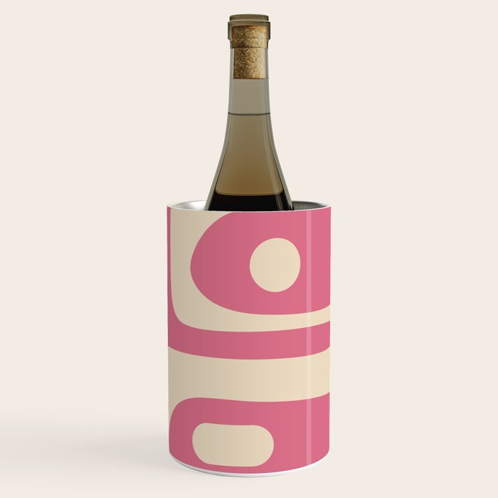 Mid Century Modern Piquet Abstract Pattern in Thulian Pink and Cream Wine Chiller Gallery Image 3