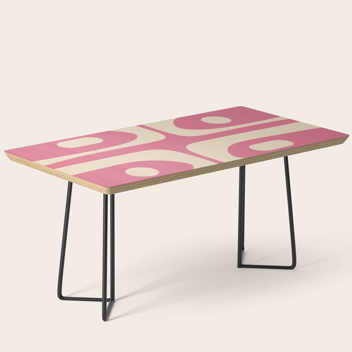 Mid Century Modern Piquet Abstract Pattern in Thulian Pink and Cream Coffee Table Gallery Image 1
