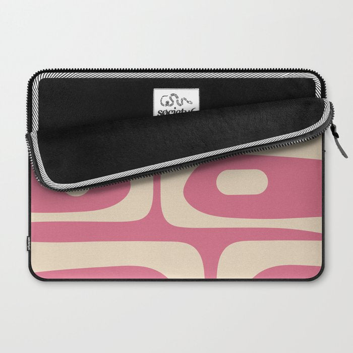 Mid Century Modern Piquet Abstract Pattern in Thulian Pink and Cream Laptop Sleeve Gallery Image 2