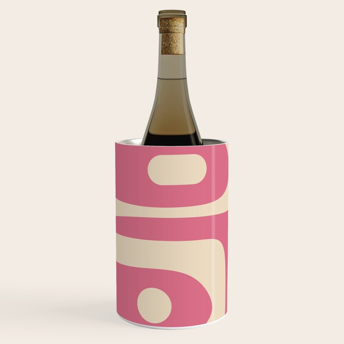 Mid Century Modern Piquet Abstract Pattern in Thulian Pink and Cream Wine Chiller Gallery Image 2