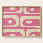 Mid Century Modern Piquet Abstract Pattern in Thulian Pink and Cream Serving Tray Gallery Image 1