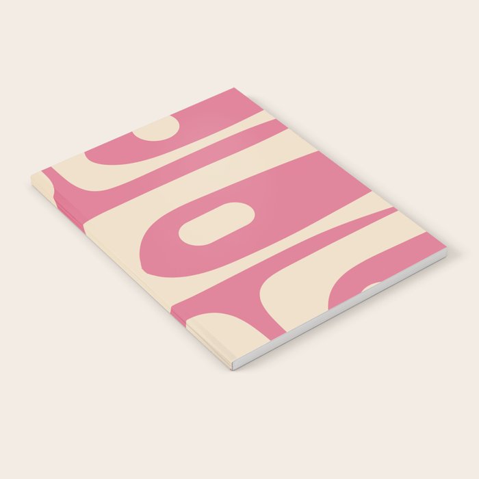 Mid Century Modern Piquet Abstract Pattern in Thulian Pink and Cream Notebook Gallery Image 2