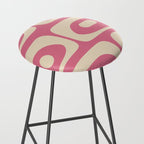Mid Century Modern Piquet Abstract Pattern in Thulian Pink and Cream Stool Gallery Image 2