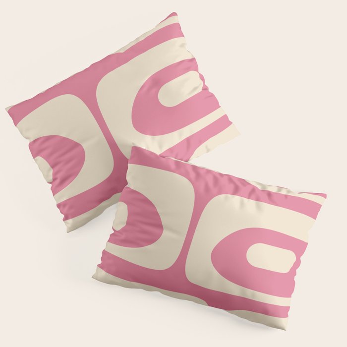 Mid Century Modern Piquet Abstract Pattern in Thulian Pink and Cream Pillow Sham Gallery Image 1