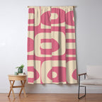 Mid Century Modern Piquet Abstract Pattern in Thulian Pink and Cream Window Curtain Gallery Image 5