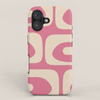 Mid Century Modern Piquet Abstract Pattern in Thulian Pink and Cream iPhone Case Gallery Image 1