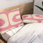 Mid Century Modern Piquet Abstract Pattern in Thulian Pink and Cream Pillow Sham Gallery Image 2