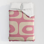 Mid Century Modern Piquet Abstract Pattern in Thulian Pink and Cream Duvet Cover Gallery Image 6
