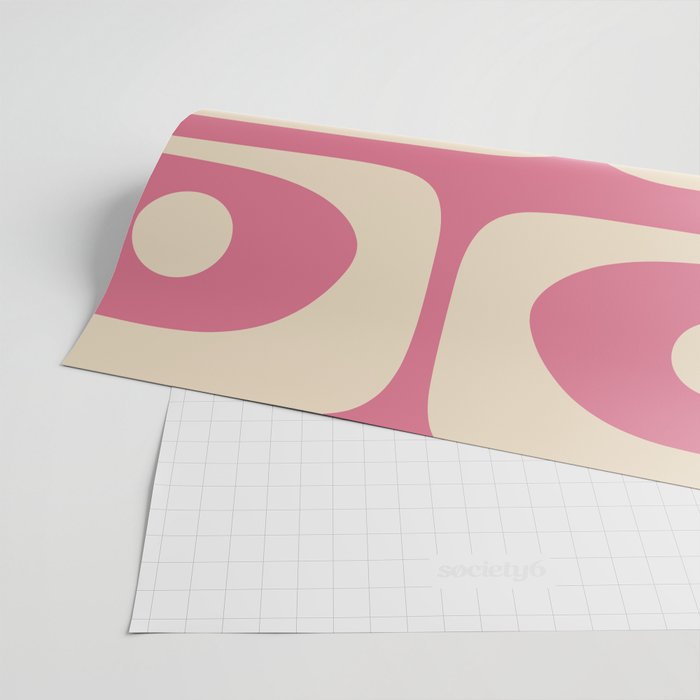 Mid Century Modern Piquet Abstract Pattern in Thulian Pink and Cream Wrapping Paper Gallery Image 2