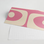 Mid Century Modern Piquet Abstract Pattern in Thulian Pink and Cream Wrapping Paper Gallery Image 2