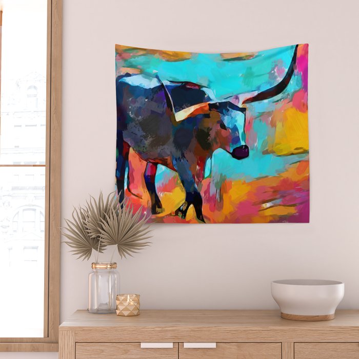 Texas Longhorn Wall Tapestry Gallery Image 2