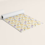 Honey Bees and Flowers - Yellow and Lavender Purple Yoga Mat Gallery Image 2