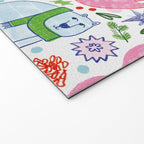 Winter Forest Woodland Animals in Pink & Blue Welcome Mat Gallery Image 2