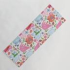 Winter Forest Woodland Animals in Pink & Blue Yoga Mat Gallery Image 1