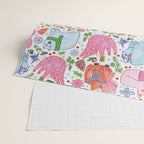 Winter Forest Woodland Animals in Pink & Blue Wrapping Paper Gallery Image 2