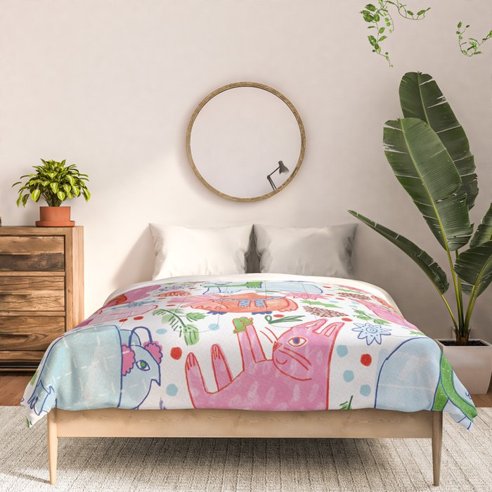 Winter Forest Woodland Animals in Pink & Blue Comforter Gallery Image 3