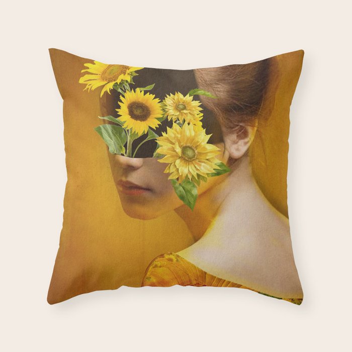 Sunflower Lady Throw Pillow Gallery Image 6