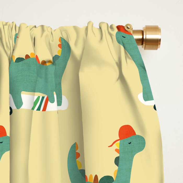 Dinosaur on retro skateboard Window Curtain Gallery Image 2