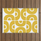 Mid Century Modern Abstract Pattern 7721 Mustard Yellow Outdoor Rug Gallery Image 1