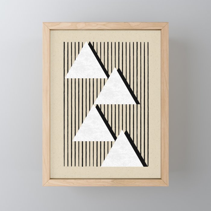 Triangle black and white Stripes Mini Art Print Gallery Image 1
