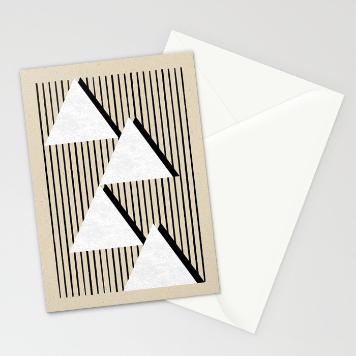 Triangle black and white Stripes Stationery Card Gallery Image 2