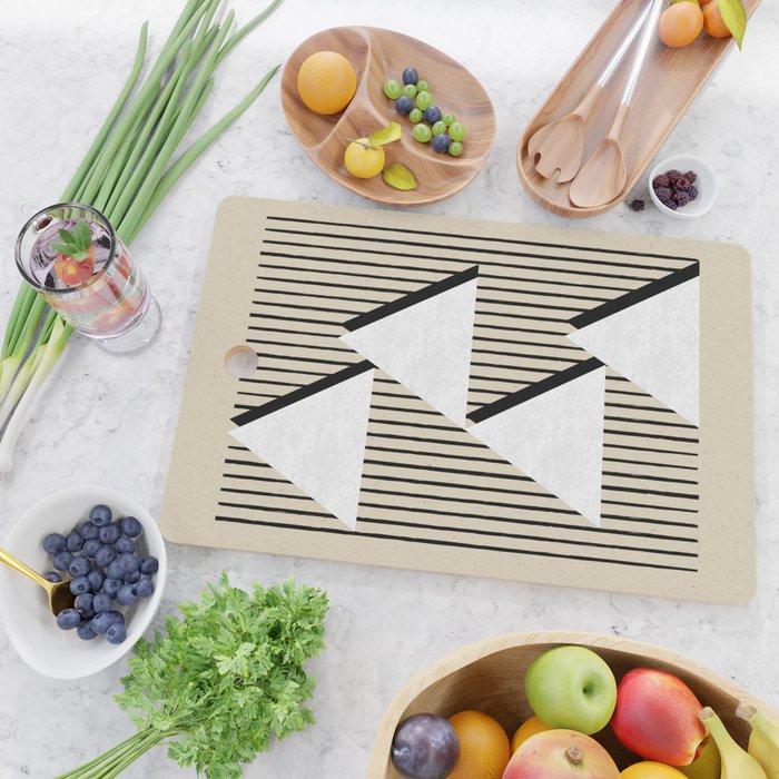 Triangle black and white Stripes Cutting Board Gallery Image 2