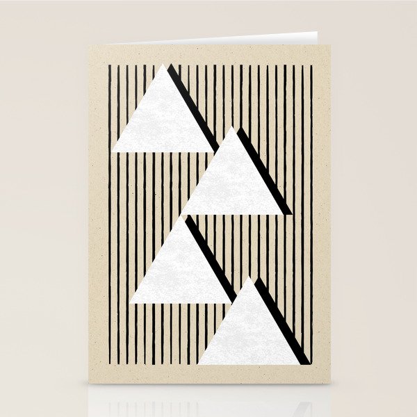 Triangle black and white Stripes Stationery Card Gallery Image 2